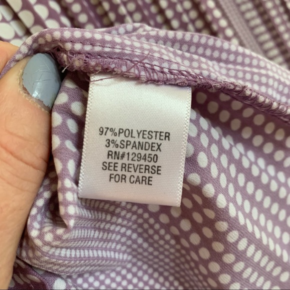 Apt. 9 Short-sleeve Button-down Stretch Lavender/ White Dots Blouse Top Medium - Picture 4 of 8
